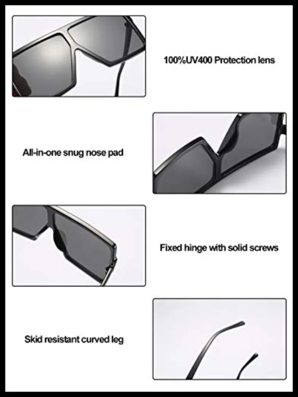 Oversized Square Acetate Sunglasses UV400 Protection 70mm Lens
